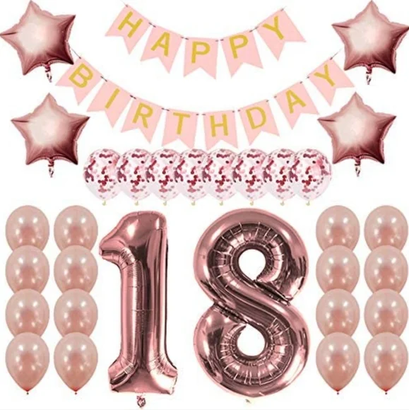 Rose Gold Sweet 18 Party Bundle: Crown and Sash included!